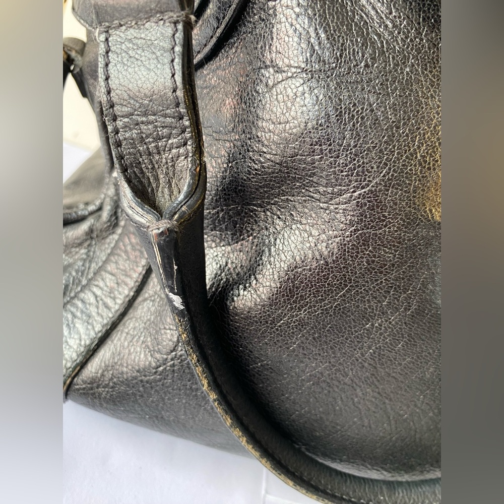 Marc Jacobs Black Shiny Goatskin Leather Baroque Satchel Bag Gold Hardware Y2K - Picture 11 of 16